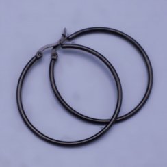 Černé náušnice kruhy 40mm z chirurgické oceli