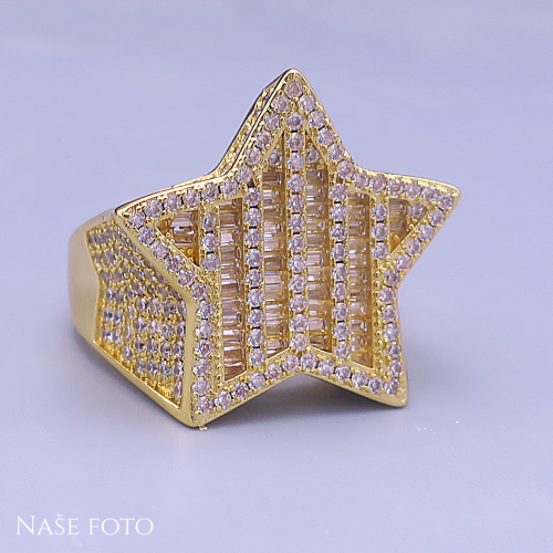 Zlatý hip hop prsten Star Legend – unisex