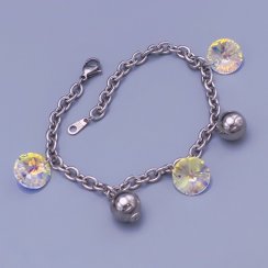 Náramek z chirurgické oceli s krystaly Swarovski Crystal AB ( měnící )