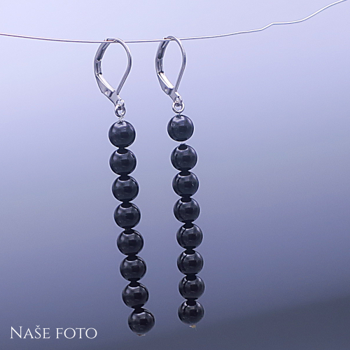 Náušnice z chirurgické oceli s černými Swarovski perličkami