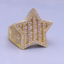 Zlatý hip hop prsteň Star Legend – unisex