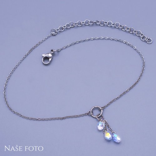 Řetízek na nohu z chirurgické oceli s crystal Swarovski
