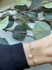 Náramok pozlátený s perličkami Swarovski
