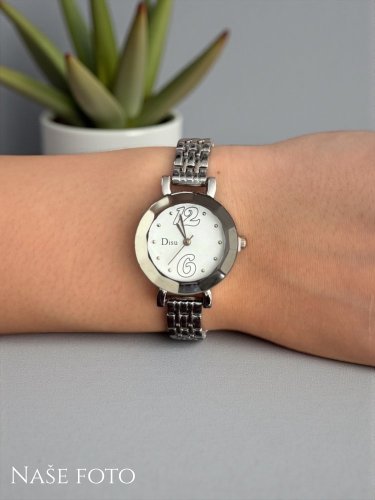 Dámské celokovové hodinky s jemným bílým ciferníkem