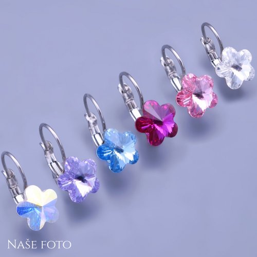 Detské náušnice Swarovski kytičky 10mm výber farieb