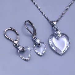 Detská súprava Swarovski srdiečka 10mm číra