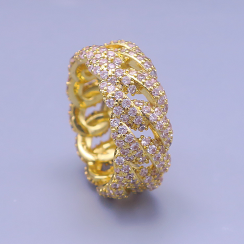 Zlatý hip hop prsten Diamond Twist – unisex