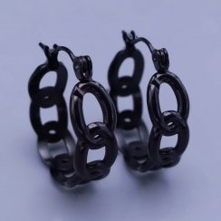 Černé řetízkové náušnice kruhy z chirurgické oceli