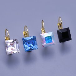 Náušnice Swarovski kostky zlacené 8mm výběr barev