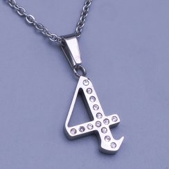 Číslice čtyři z chirurgické oceli s kamínky