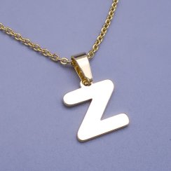 Moderní přívěsek ve tvaru písmena "Z" z pozlacené chirurgické oceli