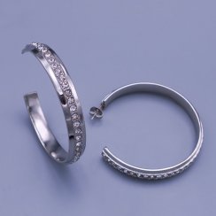 Luxusní dámské náušnice z chirurgické oceli - kruhy zdobené kamínky