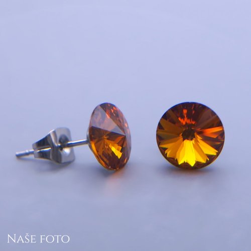 Náušnice z chirurgickej ocele Swarovski  8mm - výber farieb