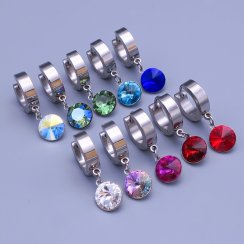 Náušnice z chirurgické oceli Swarovski rivoli 8mm - výběr barev