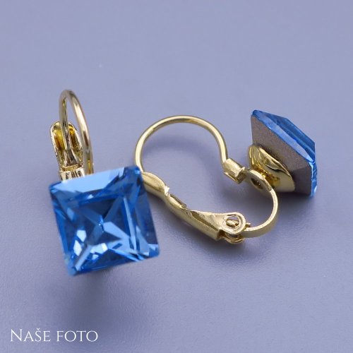Náušnice Swarovski kostky zlacené  8mm výběr barev