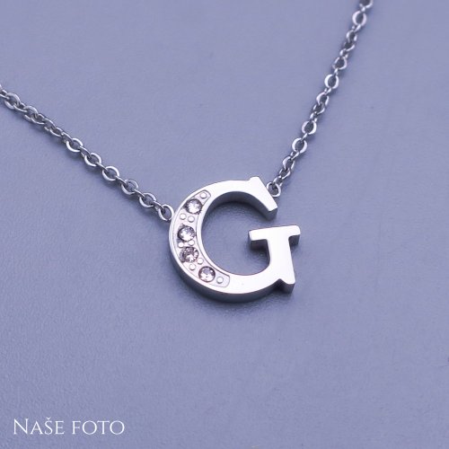 Krásny trblietavý prívesok v tvare písmena "G" z chirurgickej ocele