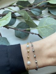 Dvojitý perličkový náramek z chirurgické oceli Swarovski elements
