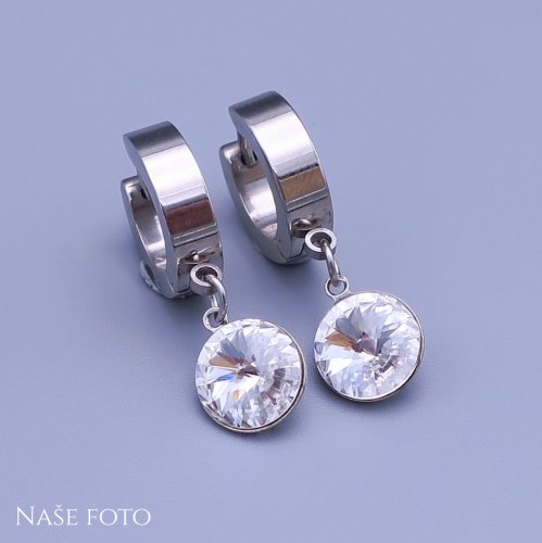 Náušnice z chirurgickej ocele Swarovski rivoli 8mm - výber farieb