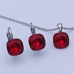 Súprava Swarovski 10mm Scarlet chirurgická oceľ
