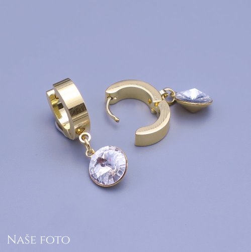Zlacené náušnice Swarovski rivoli 8mm - výběr barev