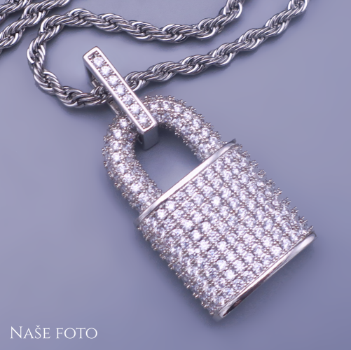 Přívěsek zámek s řetízkem z chirurgické oceli