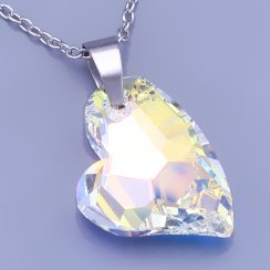 Přívěsek Swarovski srdíčko s řetízkem Crystal AB 27mm
