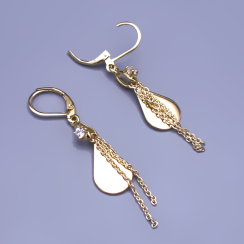 Pozlátené náušnice so slzičkami a retiazkami