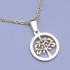 Zlacený přívěsek z chirurgické oceli strom života 13mm