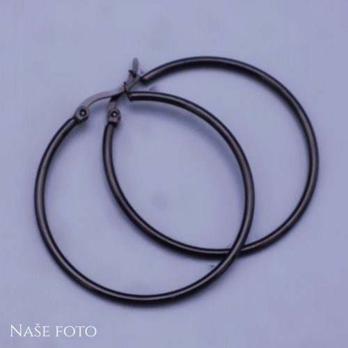 Černé náušnice kruhy 40mm z chirurgické oceli