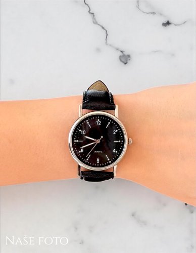 Unisex hodinky Classic – černé se stříbrným pouzdrem