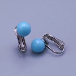 Náušnice z chirurgické oceli klipsy Swarovski perle modré