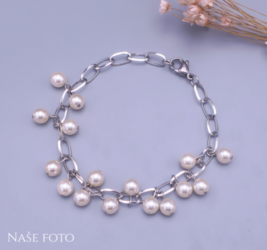 Originální náramek z chirurgické oceli s perličkami Swarovski