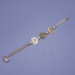 Pozlátený náramok Srdcia & Perly
