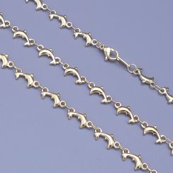 Řetízek z chirurgické oceli zlacený Delfín 5mm