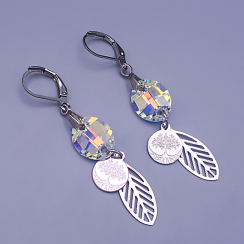 Náušnice Swarovski® Crystal AB se stromem života – chirurgická ocel