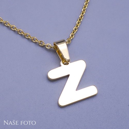 Moderní přívěsek ve tvaru písmena "Z" z pozlacené chirurgické oceli