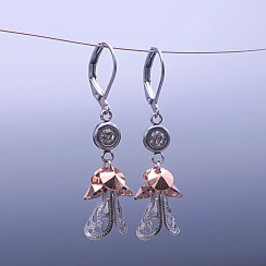 Náušnice Andělíčci z chirurgické oceli se Swarovski® krystaly Gold Rose