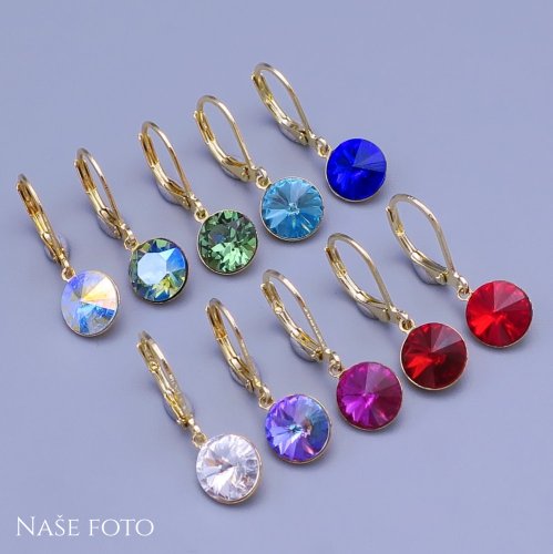 Zlacené náušnice Swarovski 8mm ch.ocel výběr barev