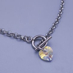 Dámský řetízek z chirurgické oceli na francouzské zapínání, zdobený srdíčkem Swarovski