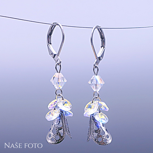 Náušnice Andělíčci z chirurgické oceli se Swarovski® krystaly Crystal AB