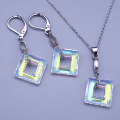 Súprava z chirurgickej ocele štvorčeky Crystal AB