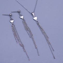 Jemná dámská souprava visacích náušnic a řetízku z chirurgické oceli