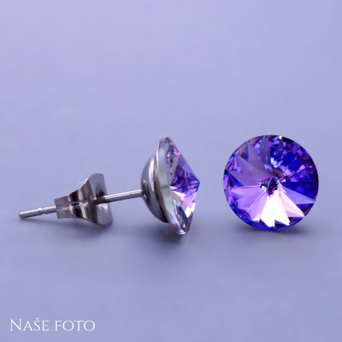 Náušnice z chirurgickej ocele Swarovski  8mm - výber farieb