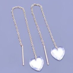 Náušnice srdíčka Swarovski crystals čiré s pozlacením