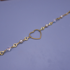 Pozlátený náramok Srdiečko & Perly Crystal