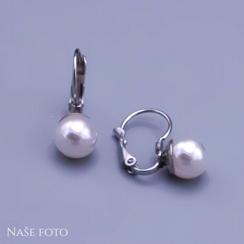 Biela perlová súprava Swarovski z chirurgickej ocele