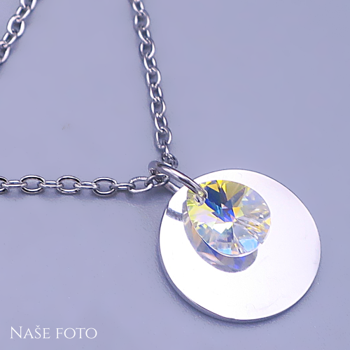 Náhrdelník z chirurgické oceli s přívěskem Swarovski Crystal AB