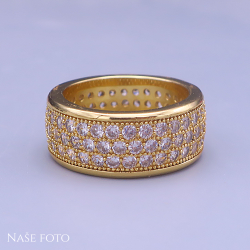 Zlatý hip hop prsten Classic Ice – unisex