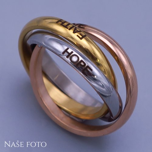Trojice prstenů v barvách gold rose, zlatá a ocelová