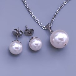 Perličková souprava Swarovski s řetízkem White (bílá)